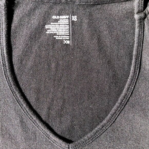 Y2K Hooded Short Sleeve Babydoll Top XS black V-Neck Hoodie Pullover Old Navy - Picture 5 of 10